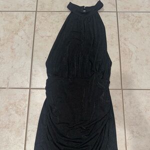 SHEIN Black Halter Ruched Bodycon Dress